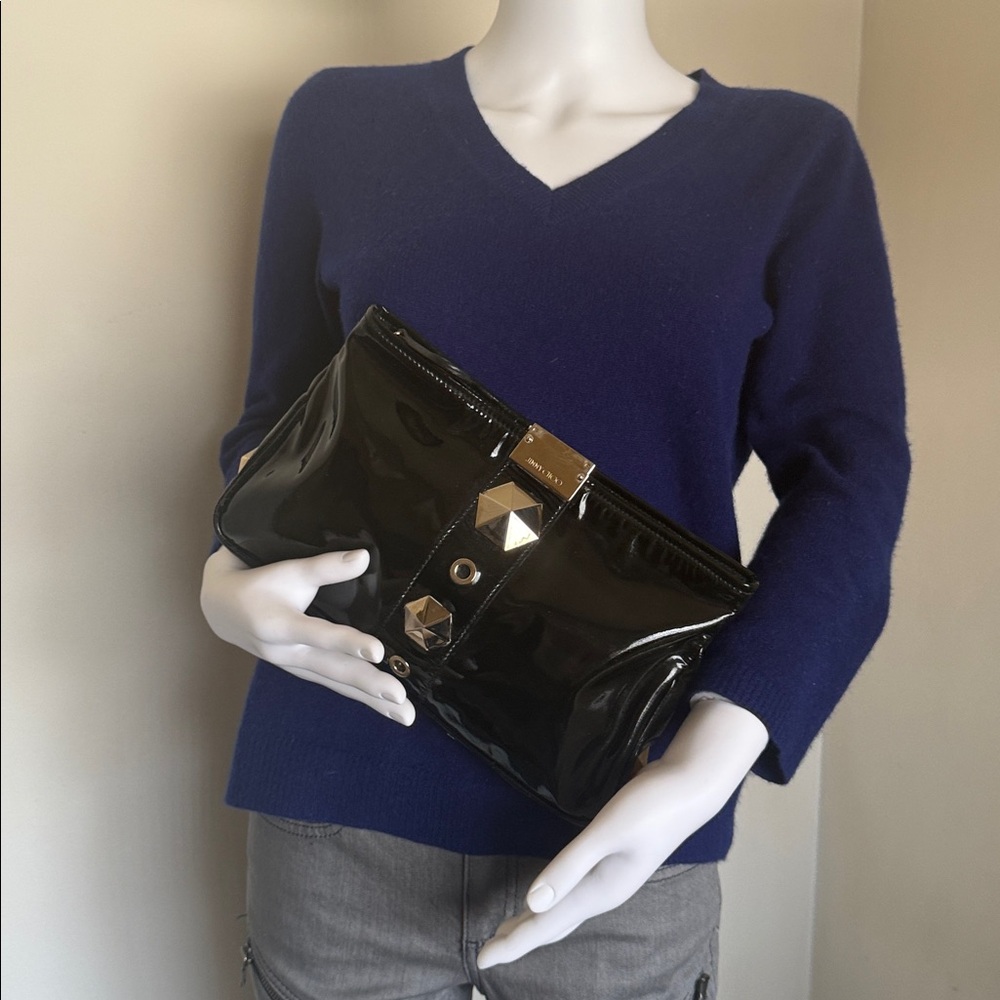 Jimmy Choo Black Patent Leather Clutch - Picture 1 of 9